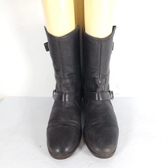 UGG Women's Frances US 7,5 Brown Leather Buckle Riding Moto Boots - Picture 3 of 15